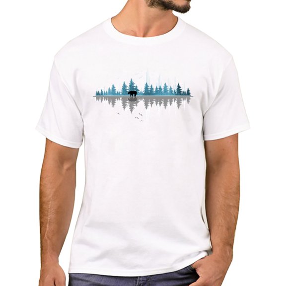 Mountain Sunset Brushstrokes Men T-Shirt African Safari Sunset T Shirts Short Sleeve Tshirts Geometric Harajuku Tee
