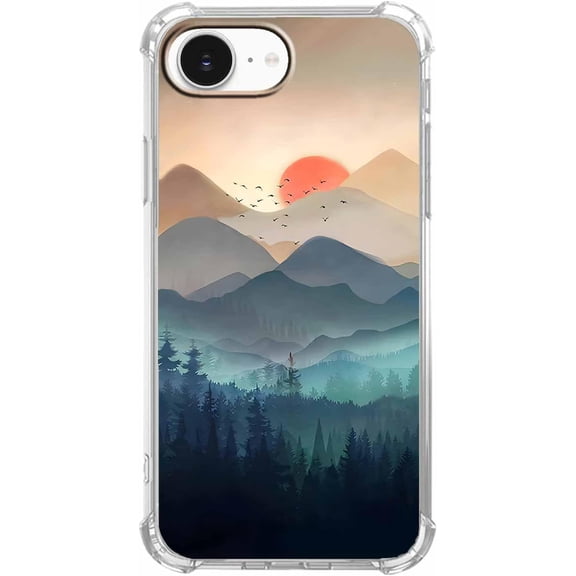 Mountain Sunset Case for iPhone 16e/17e, Nature Wilderness Landscape Pattern, Trendy Soft TPU Protective Case for iPhone 16e/17e