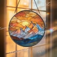 thumbnail image 1 of Mountain Sunset Glass Suncatcher, Round Nature Window Art, 7.9 in, 1 of 3