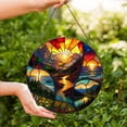 thumbnail image 1 of Mountain Sunset Glass Suncatcher v8, Scenic Nature Landscape Art, Colorful Home Decor, 6.3 in, 1 of 3