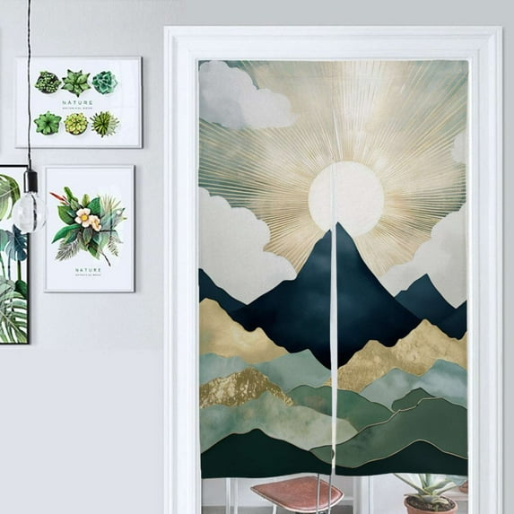 Mountain Sunset Glow Art Print Door Curtain Nordic Living Room DoorCurtain Porch Partition Curtain Kitchen Rative Half Curtain