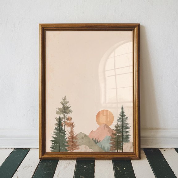 Mountain Sunset Print, Nature Landscape Wall Art