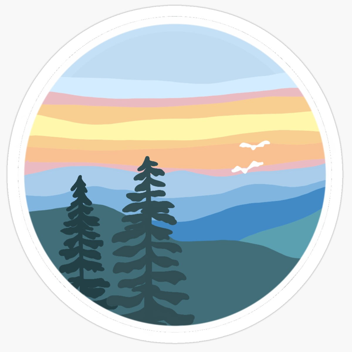 Sticker Sunset Mountain Sunset Sticker. Gift For You - Decorate Laptops, Water Bottles ...