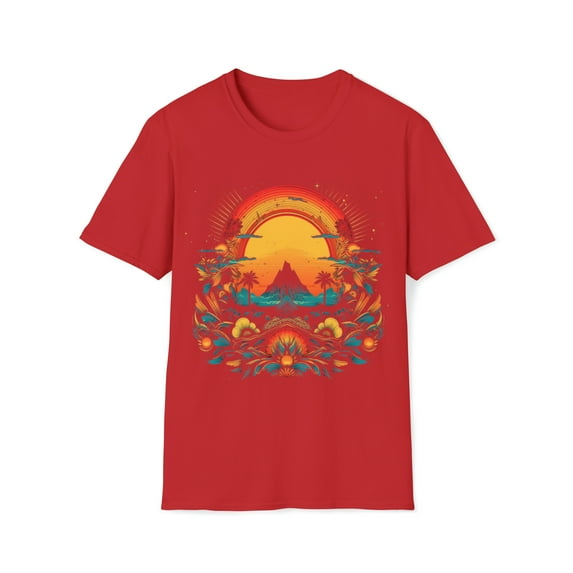 Mountain Sunset Unisex Softstyle T-Shirt Boho Native American Mexico Style