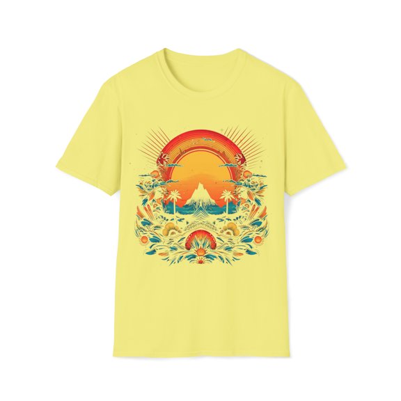 Mountain Sunset Unisex Softstyle T-Shirt Boho Native American Mexico Style