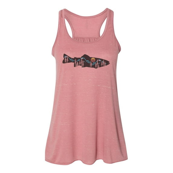 "Mountain Tank Top, Mountain Trout, Fishing Tank, Fly Fishing Racerback, Soft Bella Canvas, Sublimation, Women's Fishing Shirt, Mountain Girl, Mauve Marble, EXTRA SMALL"