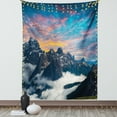 thumbnail image 1 of Mountain Tapestry, Alpine Scenery Foggy Italian Natural Park Vivid Sky Above Clouds Photography, Wall Hanging for Bedroom Living Room Dorm Decor, 60W X 80L Inches, Black White Blue, by Ambesonne, 1 of 5