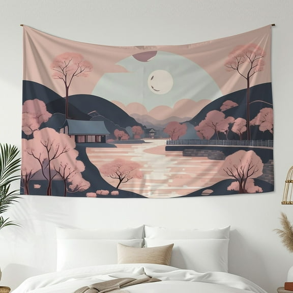 Mountain Tapestry Sunset Tapestry Moon Tapestry Tree Tapestry Forest Tapestry Landscape Tapestry Wall Hanging for Home Bedroom Decor