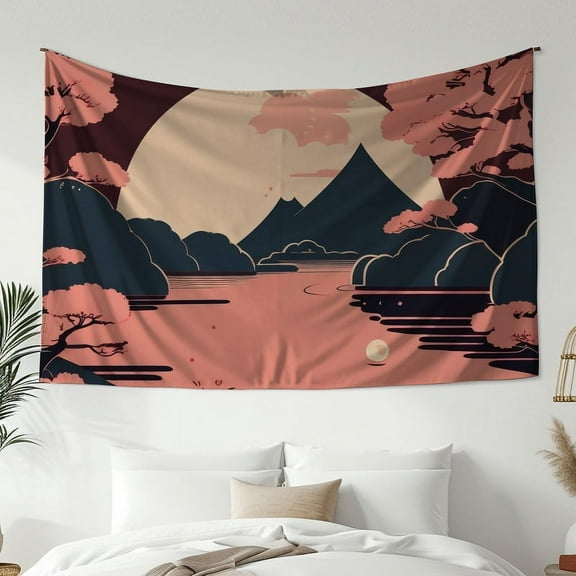 Mountain Tapestry Sunset Tapestry Moon Tapestry Tree Tapestry Forest Tapestry Landscape Tapestry Wall Hanging for Home Bedroom Decor