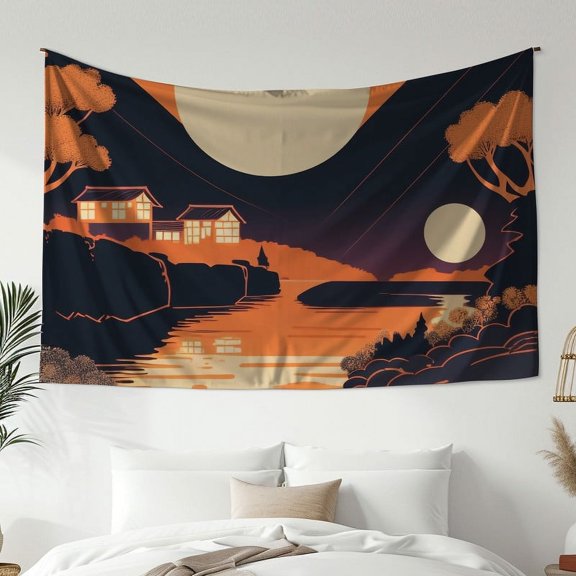 Mountain Tapestry Sunset Tapestry Moon Tapestry Tree Tapestry Forest Tapestry Landscape Tapestry Wall Hanging for Home Bedroom Decor