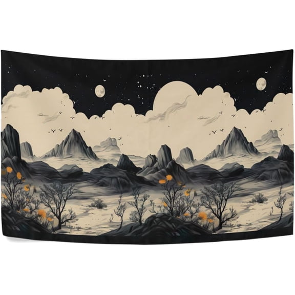 Mountain Tapestry Wall Hanging Art Tapestry Home Decor for Room Table Cloth Bedding Tapestry,90x60In