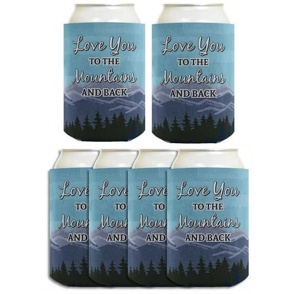 Mountain Themed Gifts Love You to the Mountains and Back 6-Pack Can Drink Sleeves