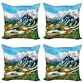 thumbnail image 1 of Mountain Throw Pillow Cushion Case Pack of 4, Watercolor Artwork Print of a Mountain Range Peaks Covered with Snow and Clouds, Modern Accent Double-Sided Print, 4 Sizes, Multicolor, by Ambesonne, 1 of 2