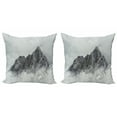 thumbnail image 1 of Ambesonne Nature Throw Pillow Cover 2 Pack, Foggy Mountain Peak, 18", White Grey, 1 of 2