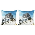 thumbnail image 1 of Ambesonne Nature Throw Pillow Cover 2 Pack, Mediterranean Snowy Peak, 24", Brown Blue White, 1 of 6