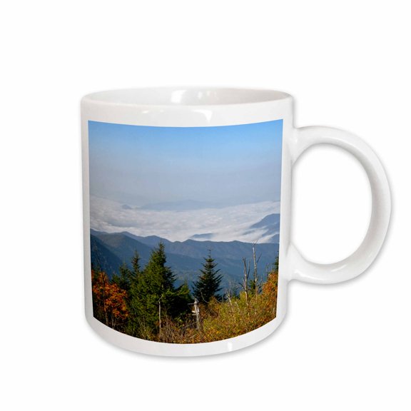 3drose, Mountain Top from from the Smoky Mountains, Featuring Lower Clouds., 11oz Mug