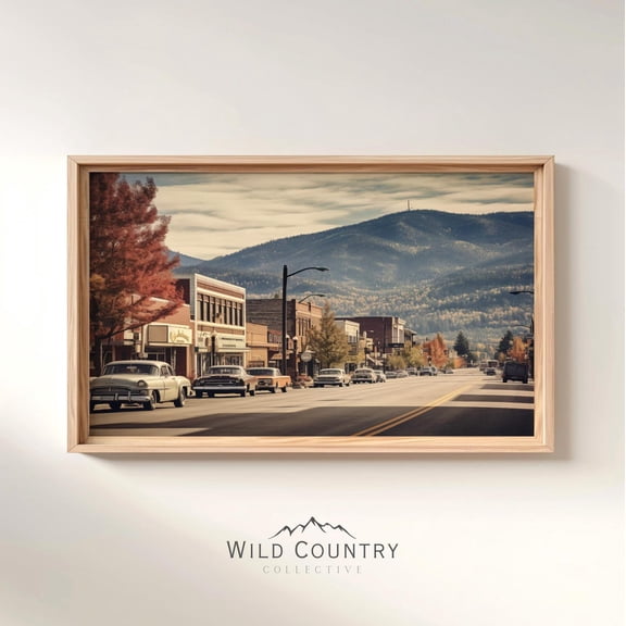 Mountain Town Montana Printable Art Small Town Art Mountain Town Prints Cabin Decor Small Town USA Art Montana Art Unframed Paper Print
