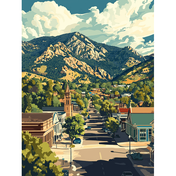 Mountain Town Scenic Wall Art Canvas PrintPerfect for Living RoomBedroomOfficeKitchenBathroom Decor