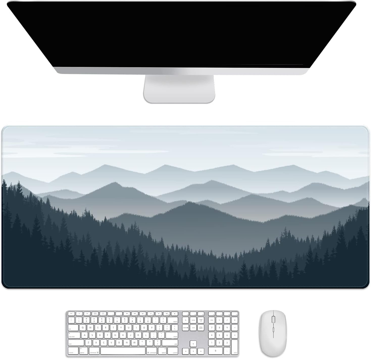 Mountain Tree Desk Mat, Desk Accessory, Cute Workspace, Trendy Workspace, Trendy, 35.4x15.7in Large Gaming Mouse Pad, Cute Desk Topper, Pretty Desk Pad