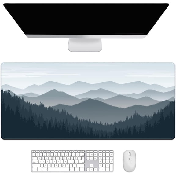 Mountain Tree Desk Mat, Desk Accessory, Cute Workspace, Trendy Workspace, Trendy, 35.4x15.7in Large Gaming Mouse Pad, Cute Desk Topper, Pretty Desk Pad