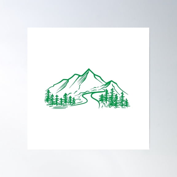 Mountain Trees Poster Wall Art, Modern Wall Decor, 8x12 UNFRAMED