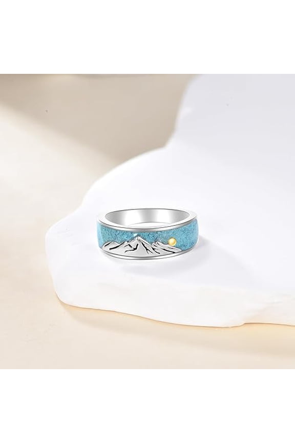 Mountain Turquoise Rings S925 Sterling Silver Turquoise Jewelry Gift For Women Men (7)