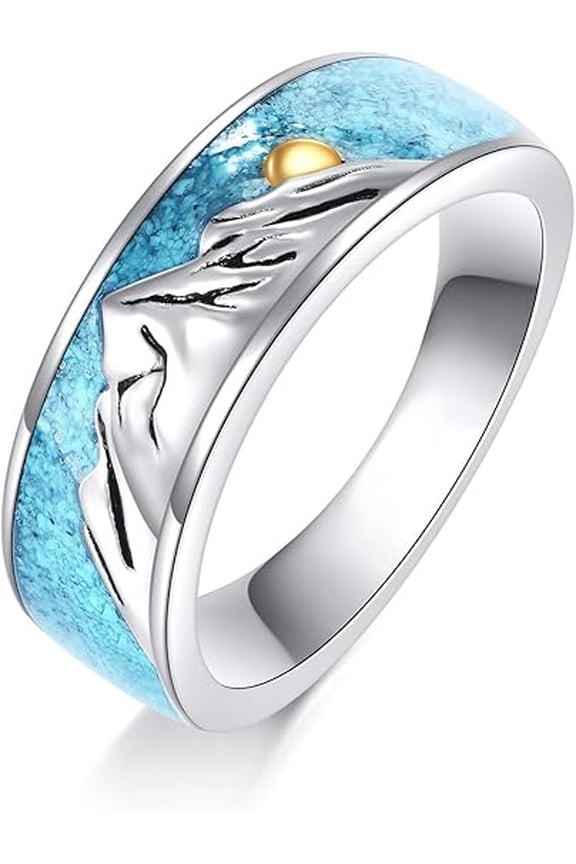 Mountain Turquoise Rings S925 Sterling Silver Turquoise Jewelry Gift For Women Men (8)