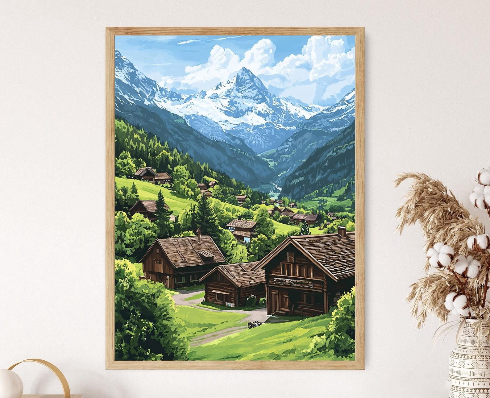 Mountain Tyrol Alps Art Austrian Chalet And Scene Poster , Poster Print ...
