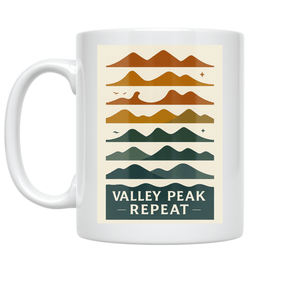 Mountain Valley Adventure - Hiker - 11 oz Ceramic Coffee Mug