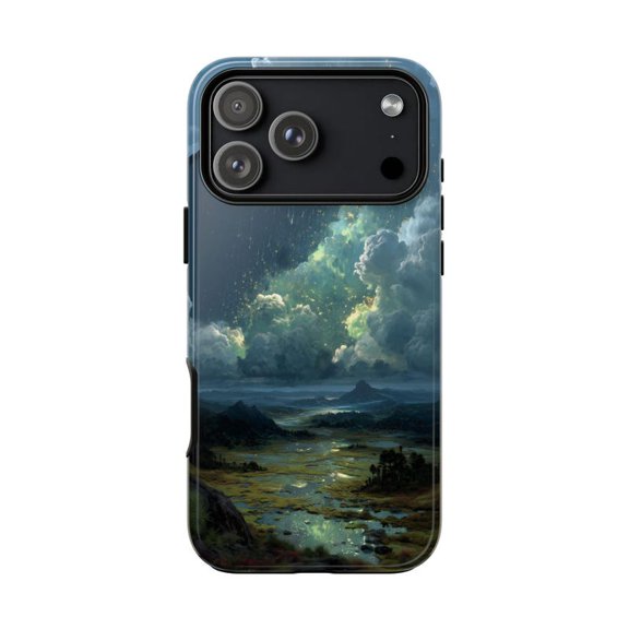 Mountain Valley Green Rainstorm Case with iPhone 17 to 11 Pro Max H01683