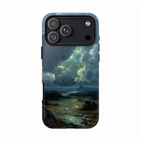 Mountain Valley Green Rainstorm Case with iPhone 17 to 11 Pro Max H01683