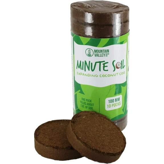 Mountain Valley Seed Company Compressed Coco Coir Fiber Soil, 100 mm, 10 Pack