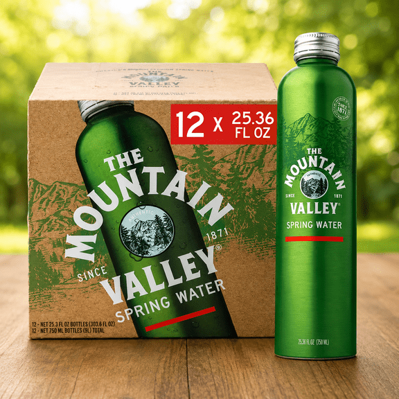 Mountain Valley Still Spring Water Aluminum Bottle, 750 mL, 12 pk.