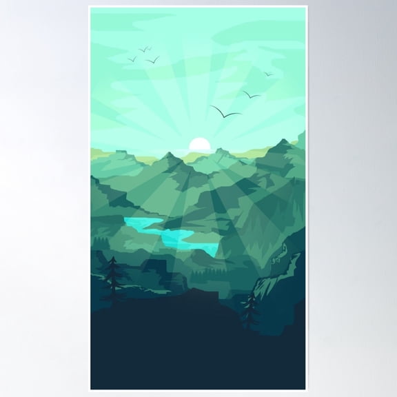 Mountain Vector Art Poster Wall Art, Modern Wall Decor, 8x12 UNFRAMED