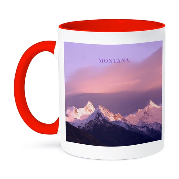 3dRose, Mountain View From Crans Montana, 11oz Two-Tone Red Mug
