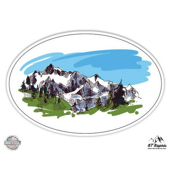 Mountain View Oval - 5" Vinyl Sticker - For Car Laptop I-Pad - Waterproof Decal