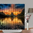 thumbnail image 1 of Mountain View Shower Curtain Lake Sunset Natural Scenery Colorful Sky Landscape Forest Isl, 1 of 5