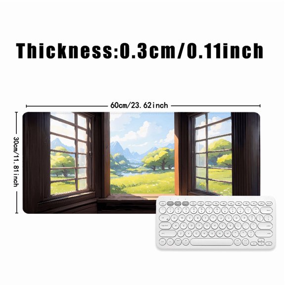 Mountain View Window Scene Mouse Pad 31.5 x 11.82 Inches Rubber Desk Mat for Office Home Gaming Workstation