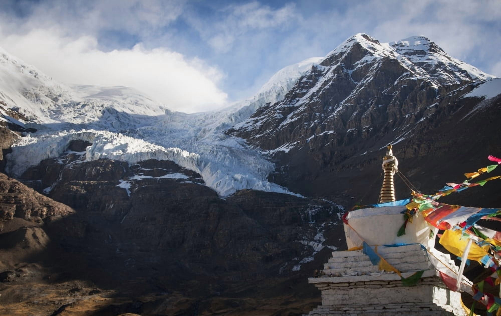 Mountain View With Part Of Stupa Tibet Canvas Art - Alex Adams  Design Pics (19 x 12)