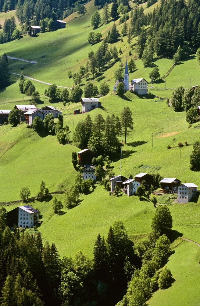 Mountain Village In Dolomites Italy Canvas Art - Bilderbuch Design Pics (22 x 36)