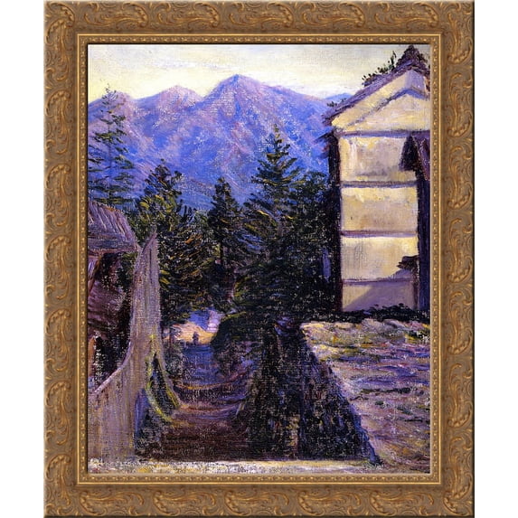 Mountain Village, Japan 24x20 Gold Ornate Wood Framed Canvas Art by Lilla Cabot Perry