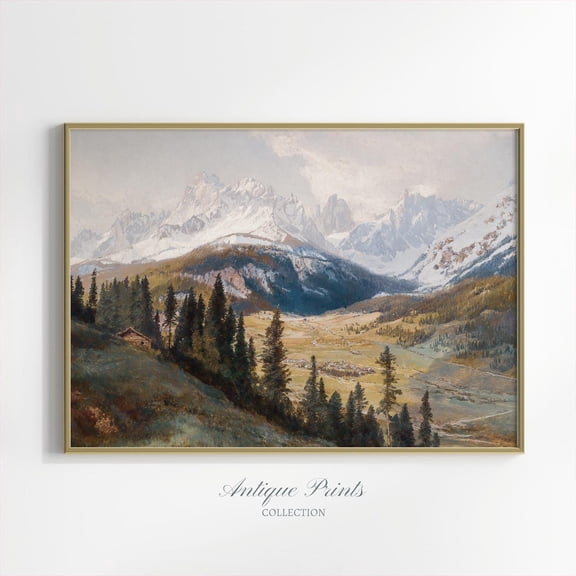 Mountain Vintage Wall Art, Antique Landscape, Mountain Forest Poster, Nature, Farmhouse Wall Decor596, Unframed Poster Size 12x18