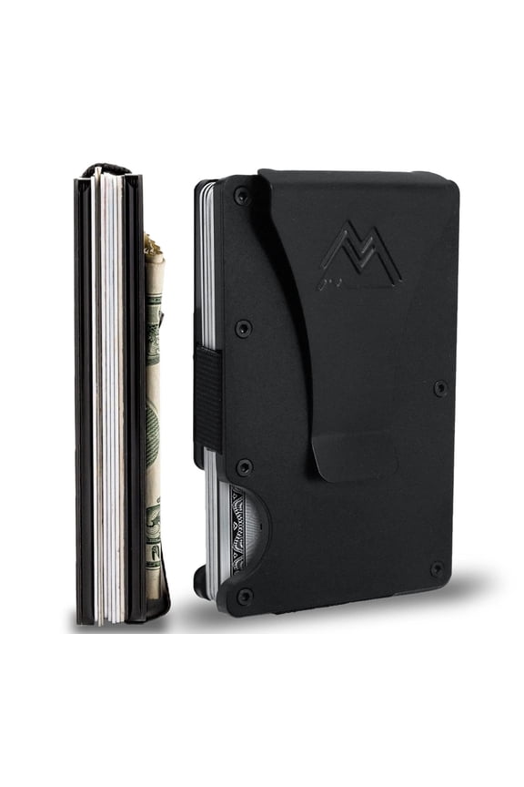 Minimalist Wallet for Men - Slim RFID I Scratch Resistant, Matte Black Credit Card Holder & Money Clip, Easily Removable Money & Cards, Mens Wallets A101