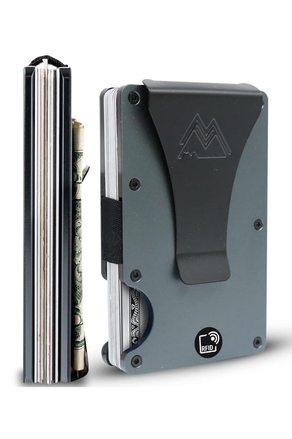 Minimalist Wallet for Men & Women - Slim RFID Wallet, Scratch Resistant, Credit Card Holder & Money Clip, Easily Removable Money & Cards, (Matte Grey) A101