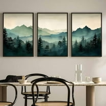 Mountain Wall Art Decor Set of 3 Sage Green Forest Canvas Wall Art Prints Nature Landscape Wall Decor Watercolor Pine Tree Pictures Abstract Modern Painting for Living Room Bedroom 16x24 Inch d