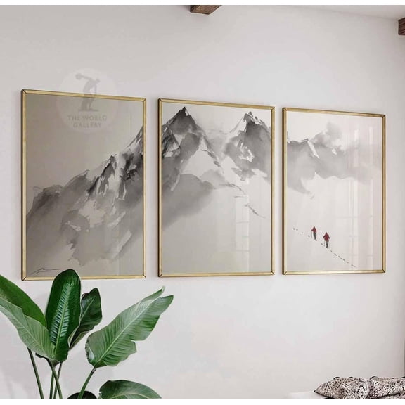 Mountain Wall Art Prints Climber Minimalist Nature Landscape Set 3 Unframed Paper Print 20x30