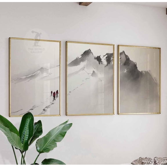 Mountain Wall Art Prints Climber Minimalist Nature Landscape Set 3 Unframed Paper Print 20x30