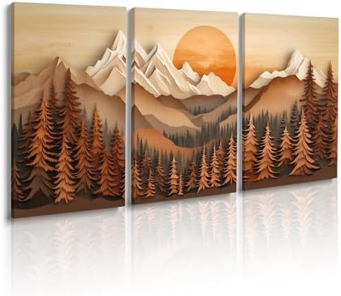 Mountain Wall Art Set of 3 Nature Forest Landscape Painting Prints ...