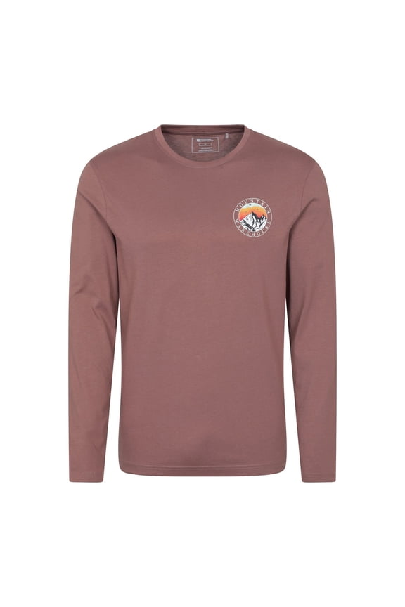 Mens Circle Mountain Sunset Graphic Long-Sleeved T-Shirt