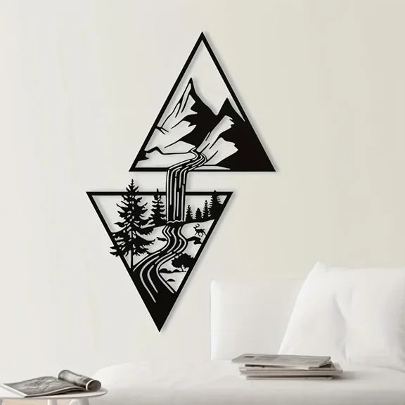 Mountain Waterfall Metal Wall Art Ornaments Home Decor, Mountain Wall Art Metal Wall Art, Home Decor Modern Art Wall Ornaments